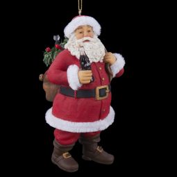 Kurt Adler Coca-Cola Standing Santa with Bag Resin Ornament