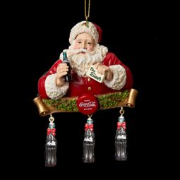 Kurt Adler Coca-Cola Santa with Dangle Bottles Ornament