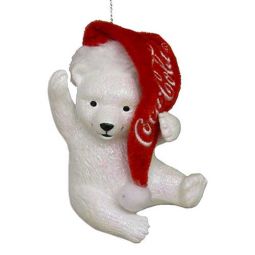 Kurt Adler Coca-Cola Polar Bear Cub with Hat Ornament