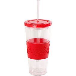 Red Insulated Enjoy Coca-Cola Plastic Contour Tumbler 20 ounce