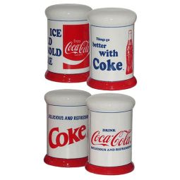 Red White and Coke Salt and Pepper Shaker Pair