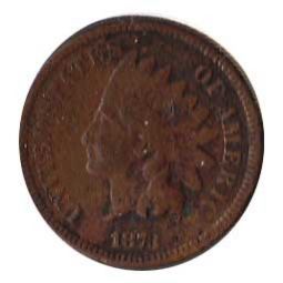 Indian Head Penny 1873 Bronze Coin Grade G
