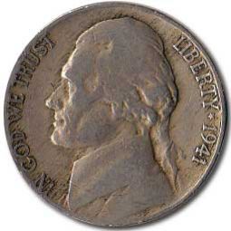 Jefferson Nickel 1941 Composite Coin No Mintmark Grade VF Set 10