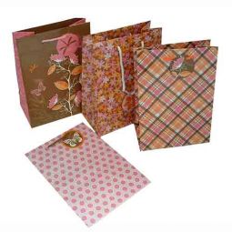 Happy Chocolate Gift Wrap Bags Set of 4 with Tags