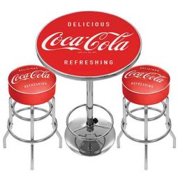 Delicious Coca-Cola Padded Swivel Bar Stools with Bar Height Table