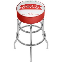 Fishtail Logo Red and White Coca-Cola Padded Swivel Bar Stool