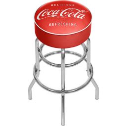 Delicious and Refreshing Red Coca-Cola Padded Swivel Bar Stool