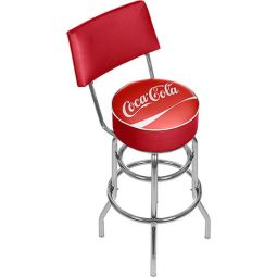 Red Wave Coca-Cola Padded Swivel Bar Stool with Back
