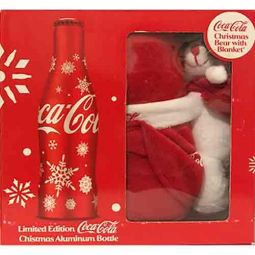 Singapore Snowflake Aluminum Coca-Cola Bottle with Bear and Blanket