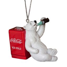 Coca-Cola Polar Bear and Cub at Vending Machine Resin Ornament