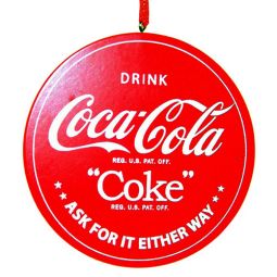Wood Round Sign Ornament Drink Coca-Cola