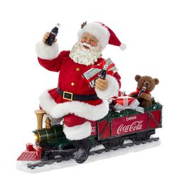 Kurt Adler Fabriche Coca-Cola Santa on Train with LED Lightup Garland Figurine