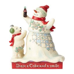 Jim Shore Coca-Cola Snowman and Baby Bear Figurine 2017