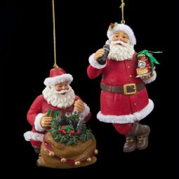 Kurt Adler Coca-Cola Santa Pair of Resin Ornaments