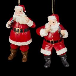 Kurt Adler Coca-Cola Resin Santa Ornament Pair