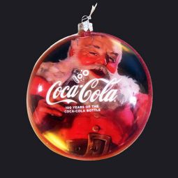 Kurt Adler Coca-Cola Santa 100th Anniversary Glass Disc Ornament