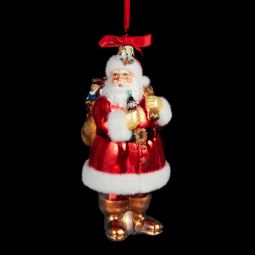 Kurt Adler Coca-Cola Santa with Sack Glass Ornament