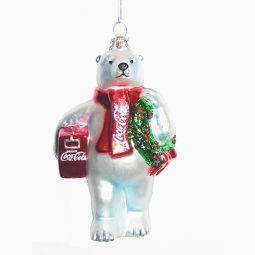 Kurt Adler Coca-Cola Polar Bear with Wreath and Cooler Ornament