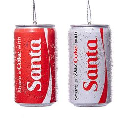 Kurt Adler Share a Coke with Santa Classic and Diet Coke Can Ornaments