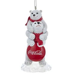 Kurt Adler Coca-Cola Polar Bears with Sign Ornament