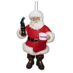 Kurt Adler Fabriche Coca-Cola Santa with Bottle and Stocking Ornament