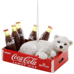 Kurt Adler Coca-Cola Polar Bear in Crate Ornament