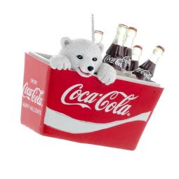 Kurt Adler Coca-Cola Polar Bear Cub in Cooler Ornament