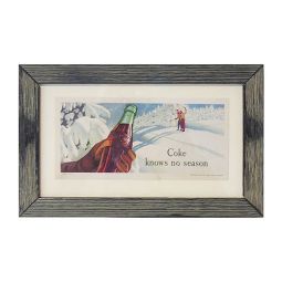 Framed Coca-Cola Ink Blotter Coke Knows No Season 1947 Skiers