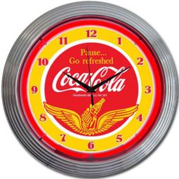Coca-Cola Wings Double Neon Clock