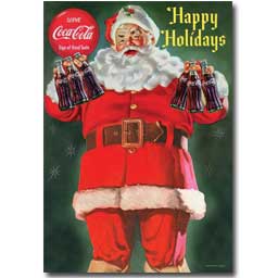 Large Santa Happy Holidays Coca-Cola Estate Flag