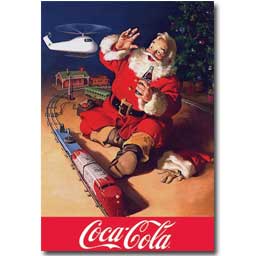 Large Santa with Train Coca-Cola Estate Flag