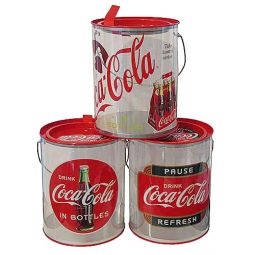 Coca-Cola Tin Clear Paint Can Storage Set 3