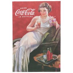 Classic Coca-Cola Girl in Evening Gown Dish Towel