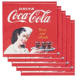 Pause and Refresh Waitress Coca-Cola Paper Cocktail Napkin Pack of 20