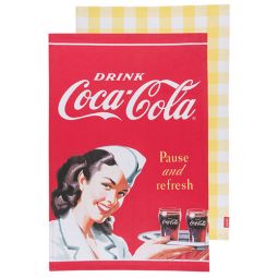 Pause and Refresh Waitress Coca-Cola Dish Towel Pair