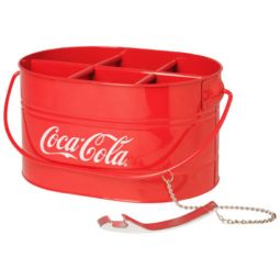 Red Coca-Cola Metal Bottle Bucket with Opener