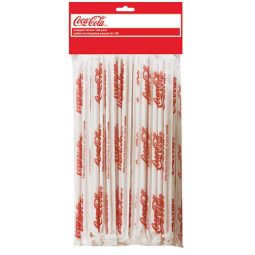 Wrapped Coca-Cola Plastic Soda Straws 100 Pack