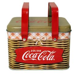 Coca-Cola Tin Picnic Basket with Handle