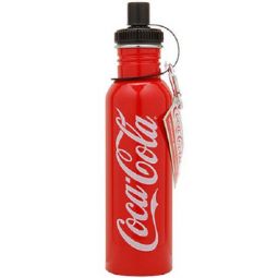 Red Stainless Steel Coca-Cola Water Bottle with Carabiner Clip