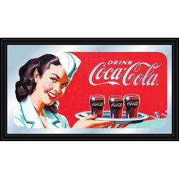 Vintage Coca-Cola Pub Mirror Waitress with Coke Glasses