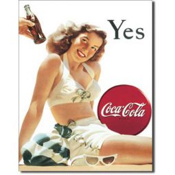 Yes White Bathing Suit Coca-Cola Tin Sign