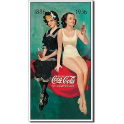 50th Anniversary Bathers Coca-Cola Tin Sign