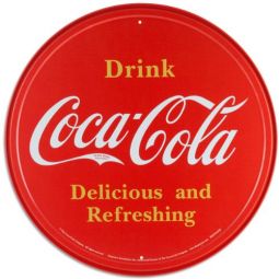 Round Red Button Logo Coca-Cola Tin Sign