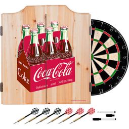 6 Pack Coca-Cola Bottles Dart Cabinet with Bristol Dartboard