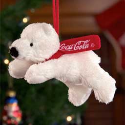 Russ Berrie Plush Coca-Cola Polar Bear Ornament
