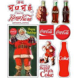 Coca-Cola Scrapbooking Stickers - Santa and Bottles