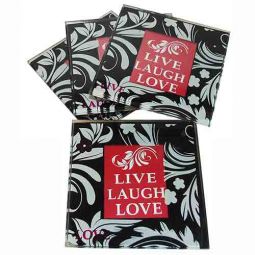 Live Laugh Love Glass Photo Coasters Set of 4