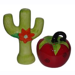 Southwestern Cactus - Pepper Ceramic Salt and Pepper Shakers