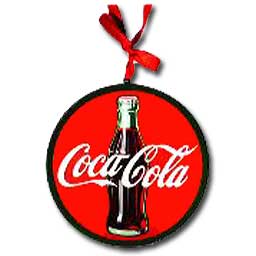 Wood Coca-Cola Round Sign Ornament